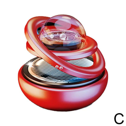 Solar Car Aromatherapy Ornament With Double Suspended Crystal Ball Rotating Car Perfume Diffuser 6