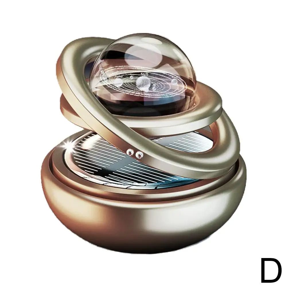 Solar Car Aromatherapy Ornament With Double Suspended Crystal Ball Rotating Car Perfume Diffuser 7