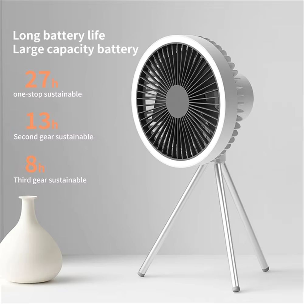 Rechargeable Camping Fan With Power Bank  LED Light Portable Desktop  Ceiling Fan 10000mAh Battery  4
