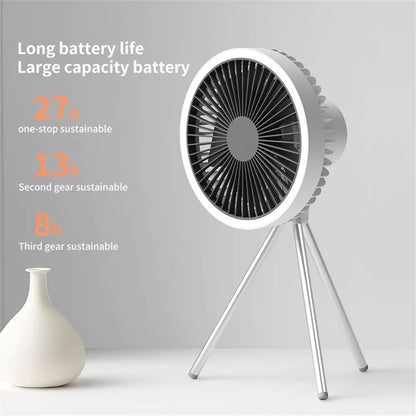 Rechargeable Camping Fan With Power Bank  LED Light Portable Desktop  Ceiling Fan 10000mAh Battery  4