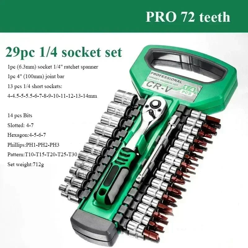 Socket Sleeve Wrench Set Adjustable Ratchet Wrench Kit Portable Car Repair Tool Durable Auto Repair 7