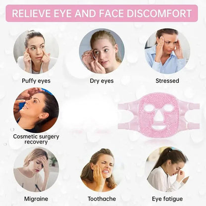 Reusable Gel Bead Full Face Massage Mask Hot And Cold Ice Compress For Puffy Eyes Migraines And Ski 2