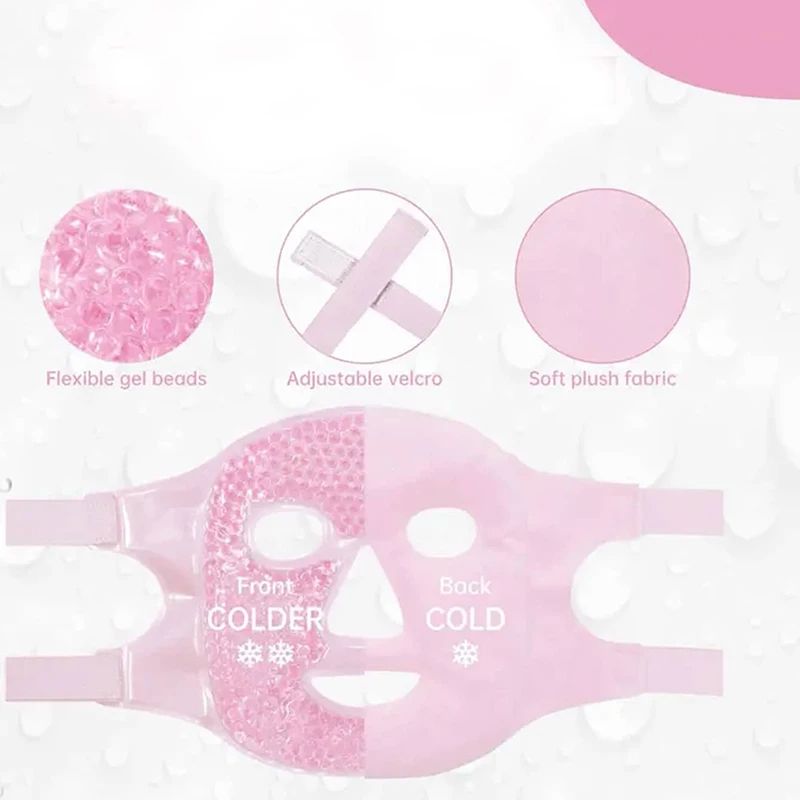 Reusable Gel Bead Full Face Massage Mask Hot And Cold Ice Compress For Puffy Eyes Migraines And Ski 1