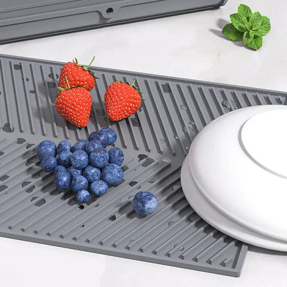 Silicone Draining Board Mat Drying Pad  Folding HeatResistant Kitchen Countertop Mat With Raised Ed 3