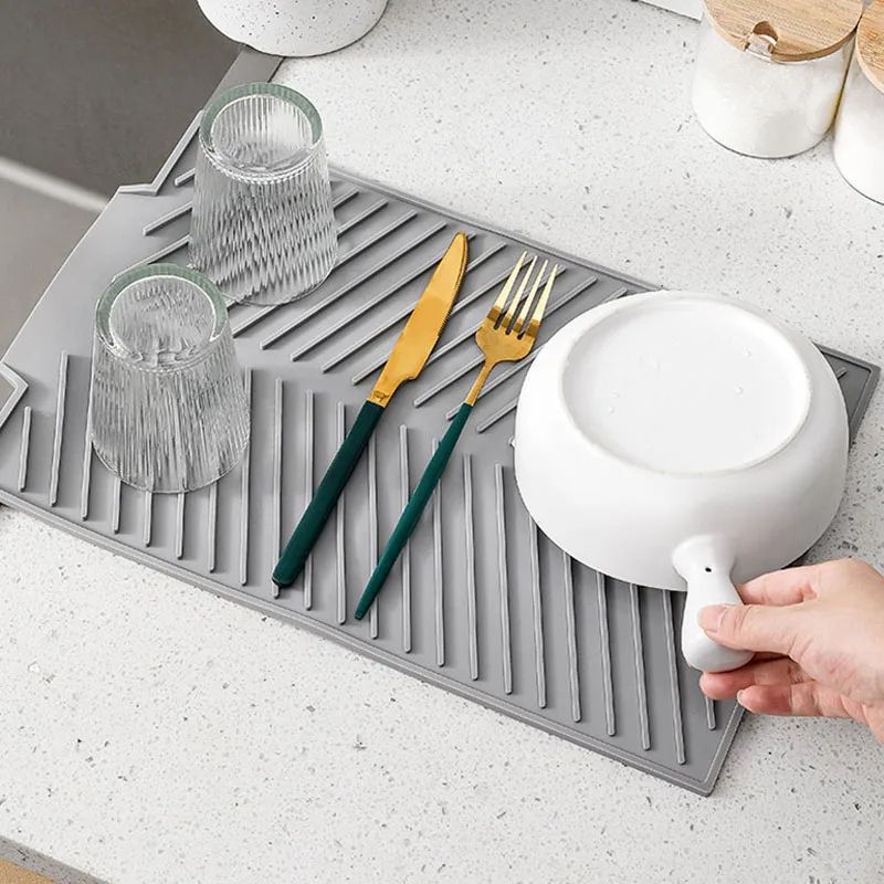 Silicone Draining Board Mat Drying Pad  Folding HeatResistant Kitchen Countertop Mat With Raised Ed 1