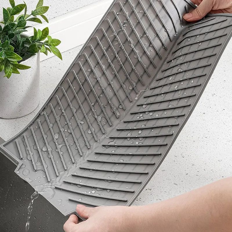 Silicone Draining Board Mat Drying Pad  Folding HeatResistant Kitchen Countertop Mat With Raised Ed 4