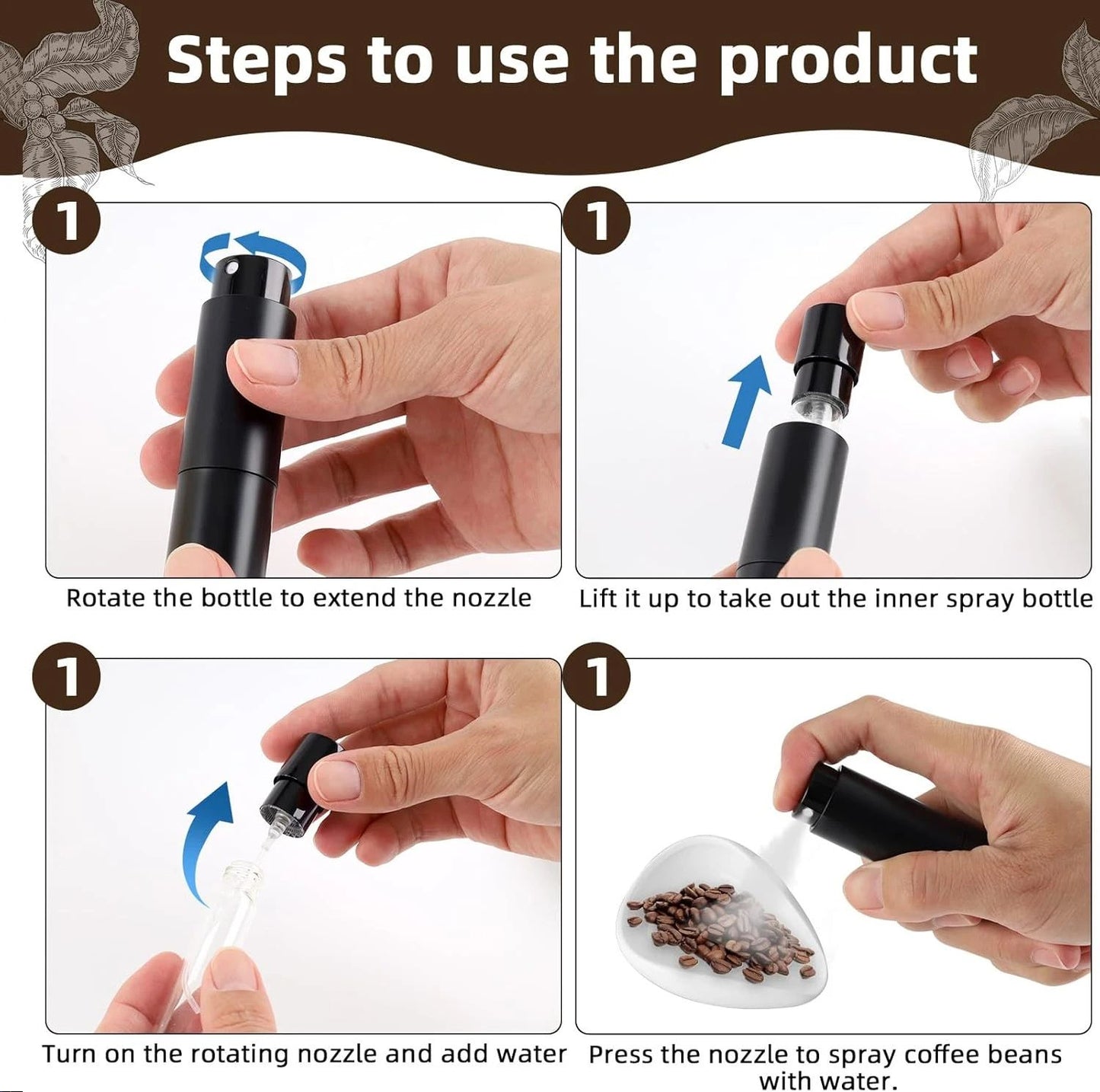 Multifunctional Wooden Coffee Bean Dosing Cup  Light Spray Bottle Barista Set Enhance Brewing Coffe 4