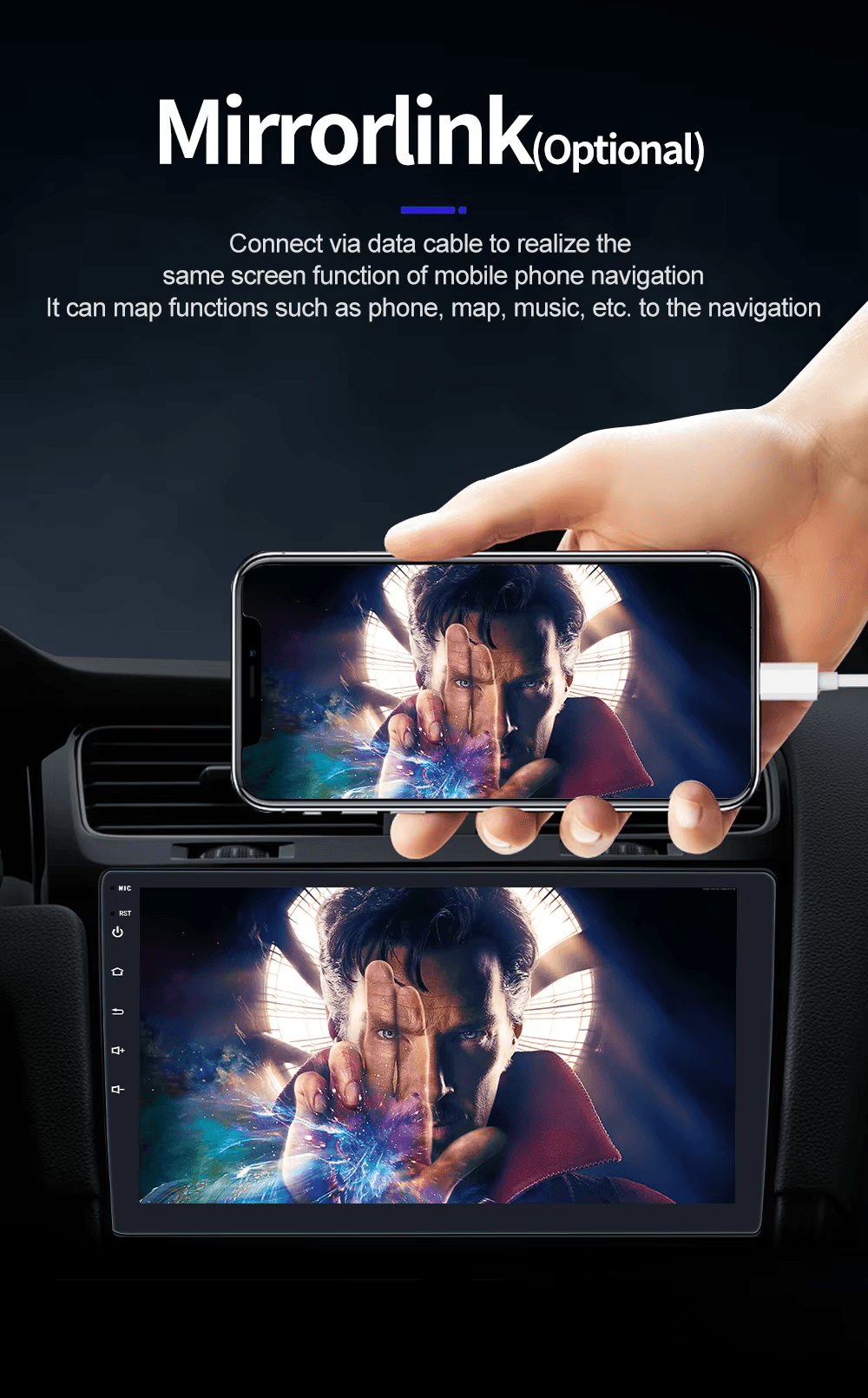 Android Car Radio Multimedia Player with GPS, Wireless CarPlay, Android Auto, WiFi, Bluetooth, and HD IPS Touchscreen