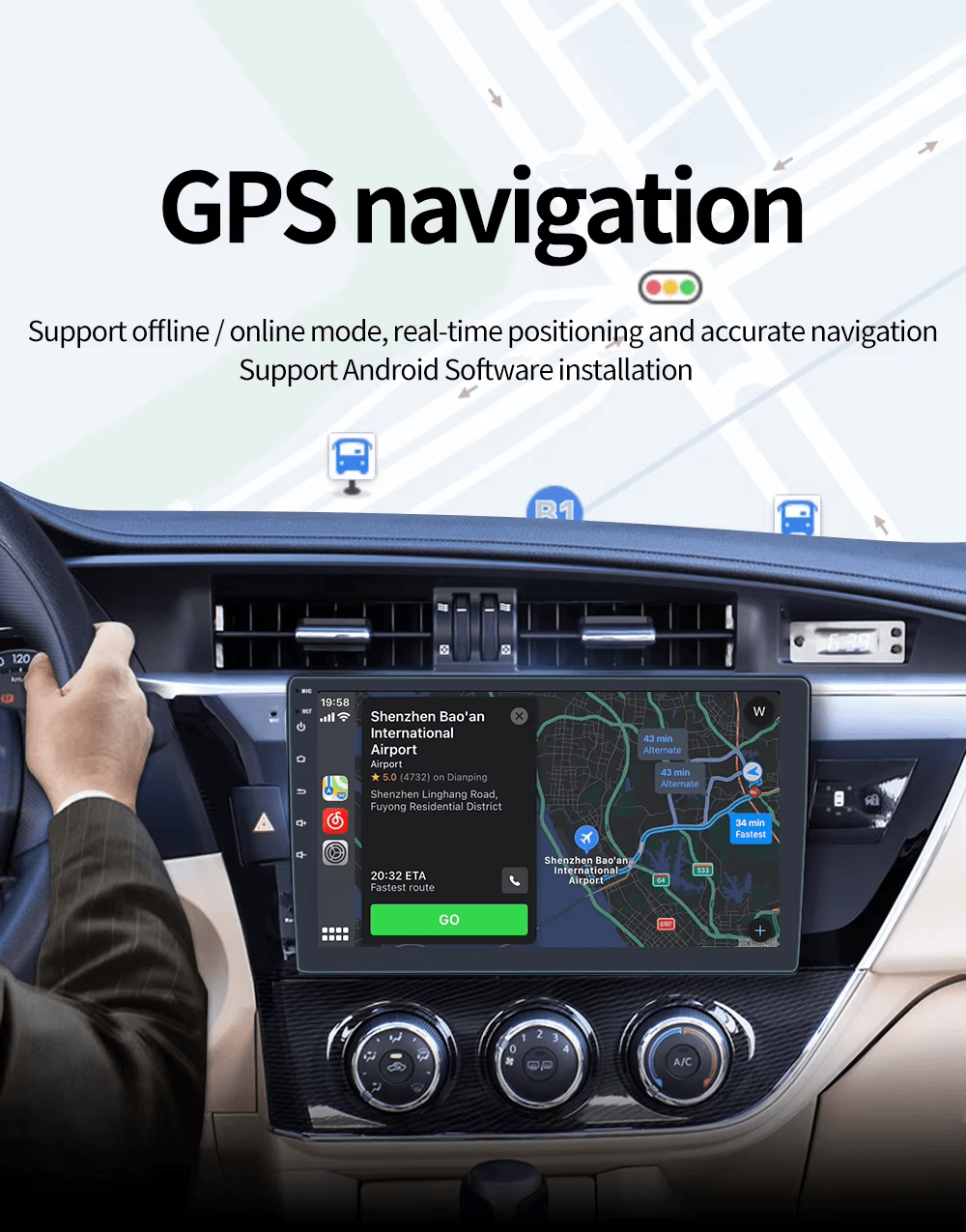 Android Car Radio Multimedia Player With GPS Wireless CarPlay Android Auto WiFi Bluetooth And HD IP 1