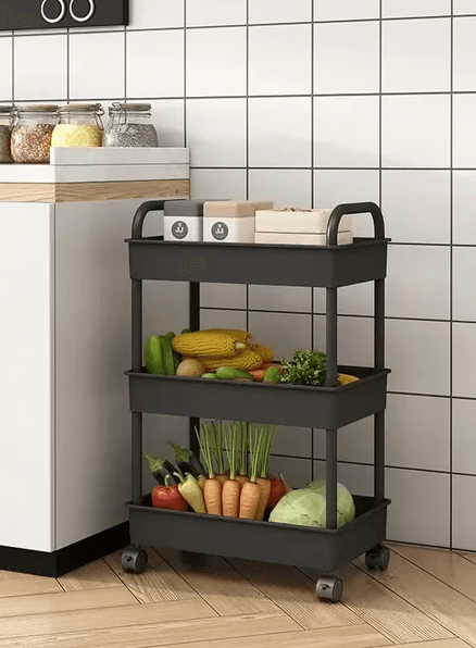 Multilayer trolley rack for home storage needs