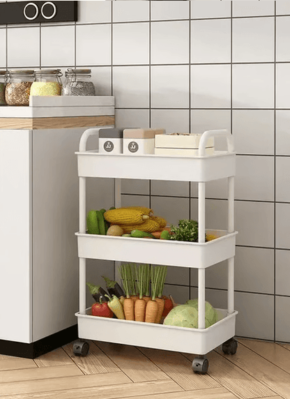 Kitchen and bathroom spacesaving mobile storage rack