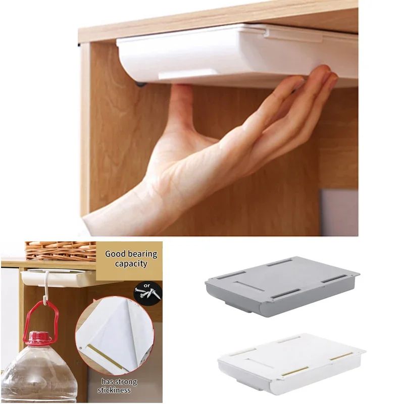 Hidden Storage Box SelfAdhesive Desk Drawer Organizer For Stationery  Cosmetics 1
