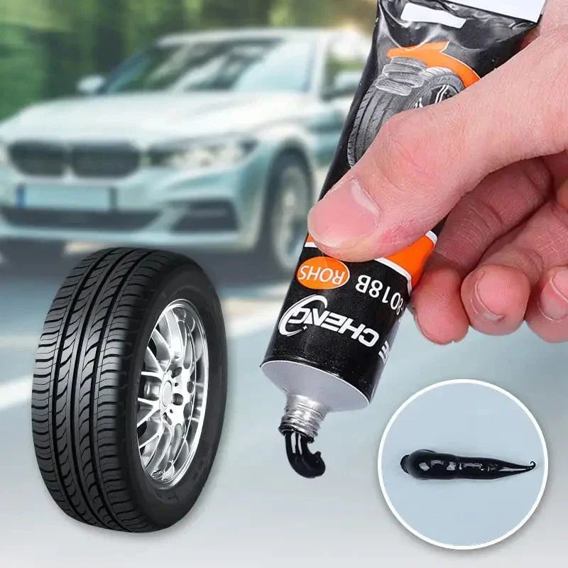 High-Temperature Resistant Tire Repair Glue, Waterproof Black Sealing Adhesive for Car and Motorcycle Tires