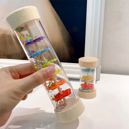 Montessori Baby Rain Stick Colorful Wooden Hourglass Rattle For Sensory  Educational Play 1
