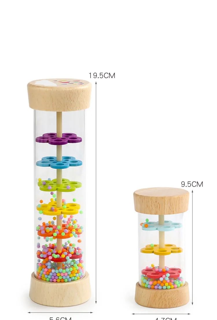 Montessori Baby Rain Stick Colorful Wooden Hourglass Rattle For Sensory  Educational Play 4
