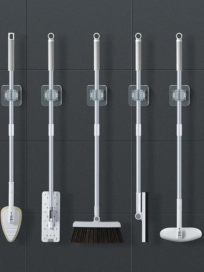 WallMounted Waterproof Mop Rack Traceless Broom Hanger  Mop Storage Rack Kitchen Bathroom Suction H 2