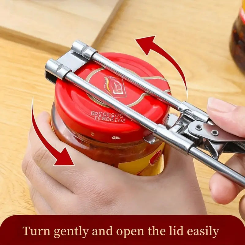 Stainless Steel Lids Off Jar Opener Adjustable LaborSaving MultiFunction Bottle  Can Opener Too