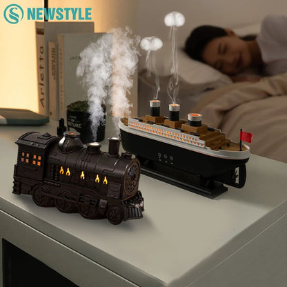 Titanic Ship Model Ultrasonic Air Humidifier, Jellyfish Smoke Ring Spray Diffuser, Essential Oil Aroma Diffuser
