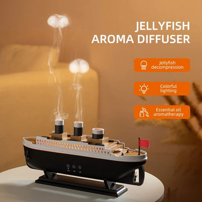 Titanic Ship Model Ultrasonic Air Humidifier Jellyfish Smoke Ring Spray Diffuser Essential Oil Arom 1