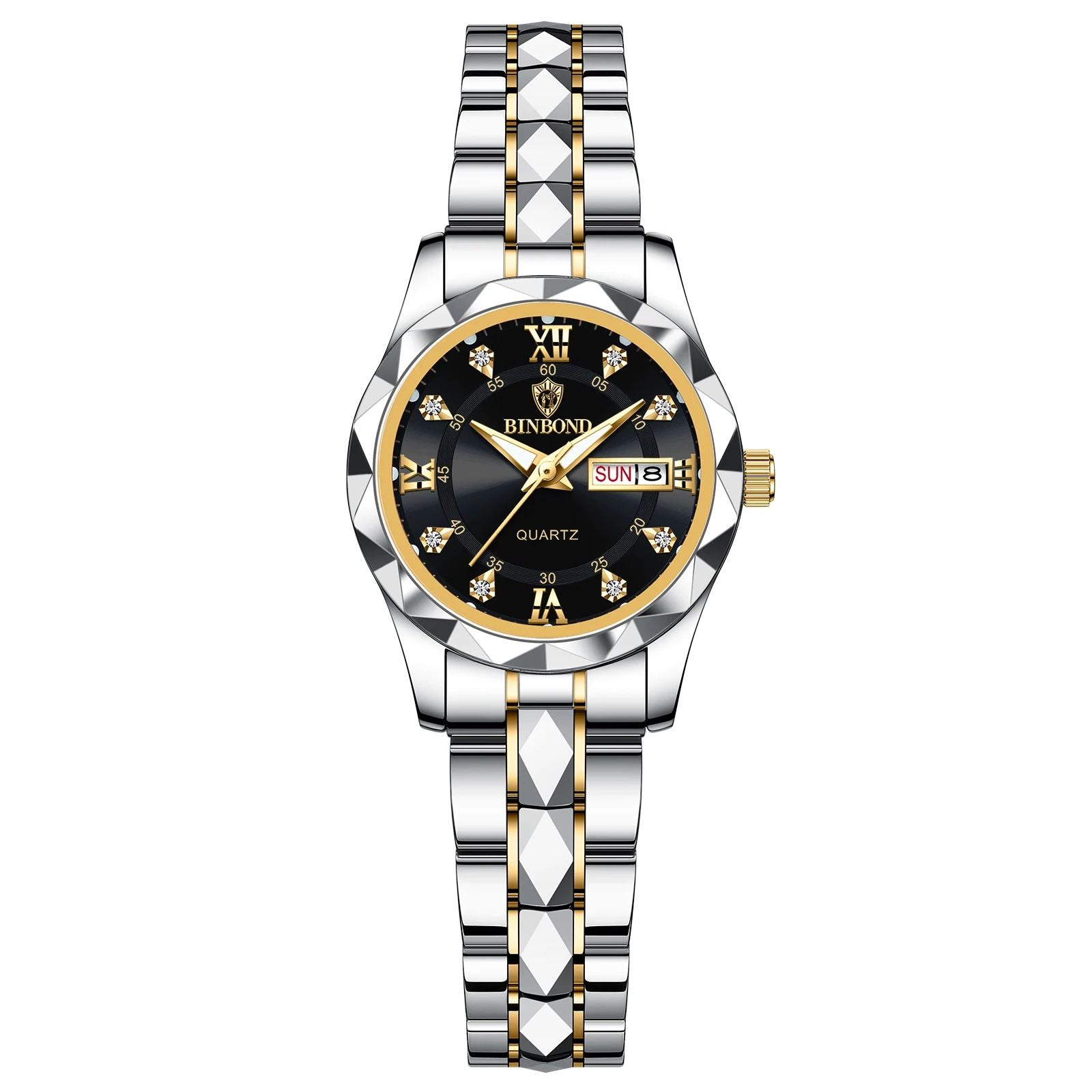 BINBOND B2521 Luxury Fashion Business Womens Quartz Watch Waterproof Week Date Sport Wristwatch 3