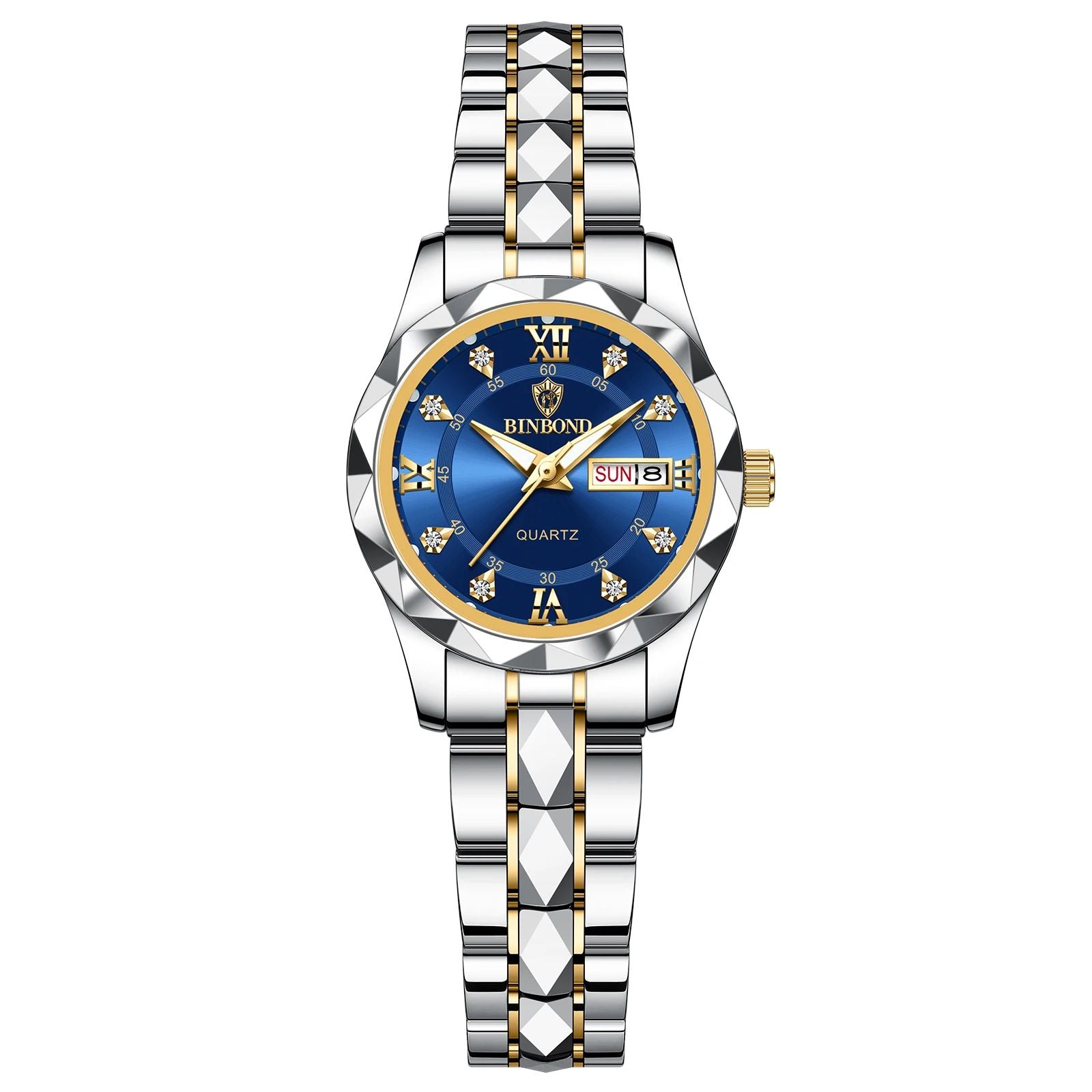 BINBOND B2521 Luxury Fashion Business Womens Quartz Watch Waterproof Week Date Sport Wristwatch 4