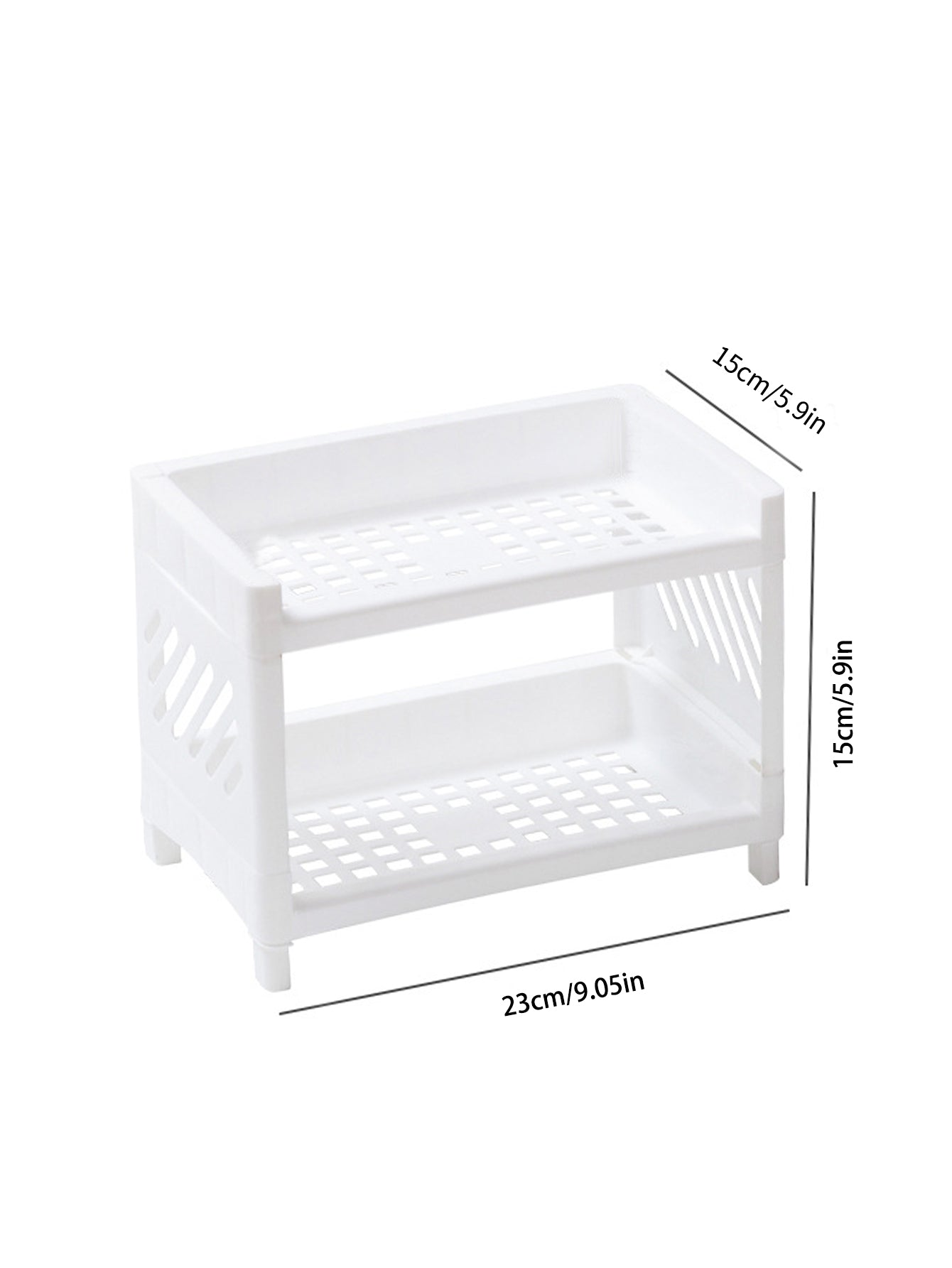 Double Layer Storage Rack Rectangular White Organizing Desk Tray For Cosmetics Stationery  Office S 4