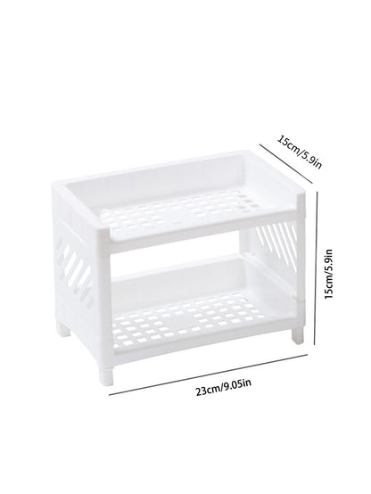 Double Layer Storage Rack Rectangular White Organizing Desk Tray For Cosmetics Stationery  Office S 4