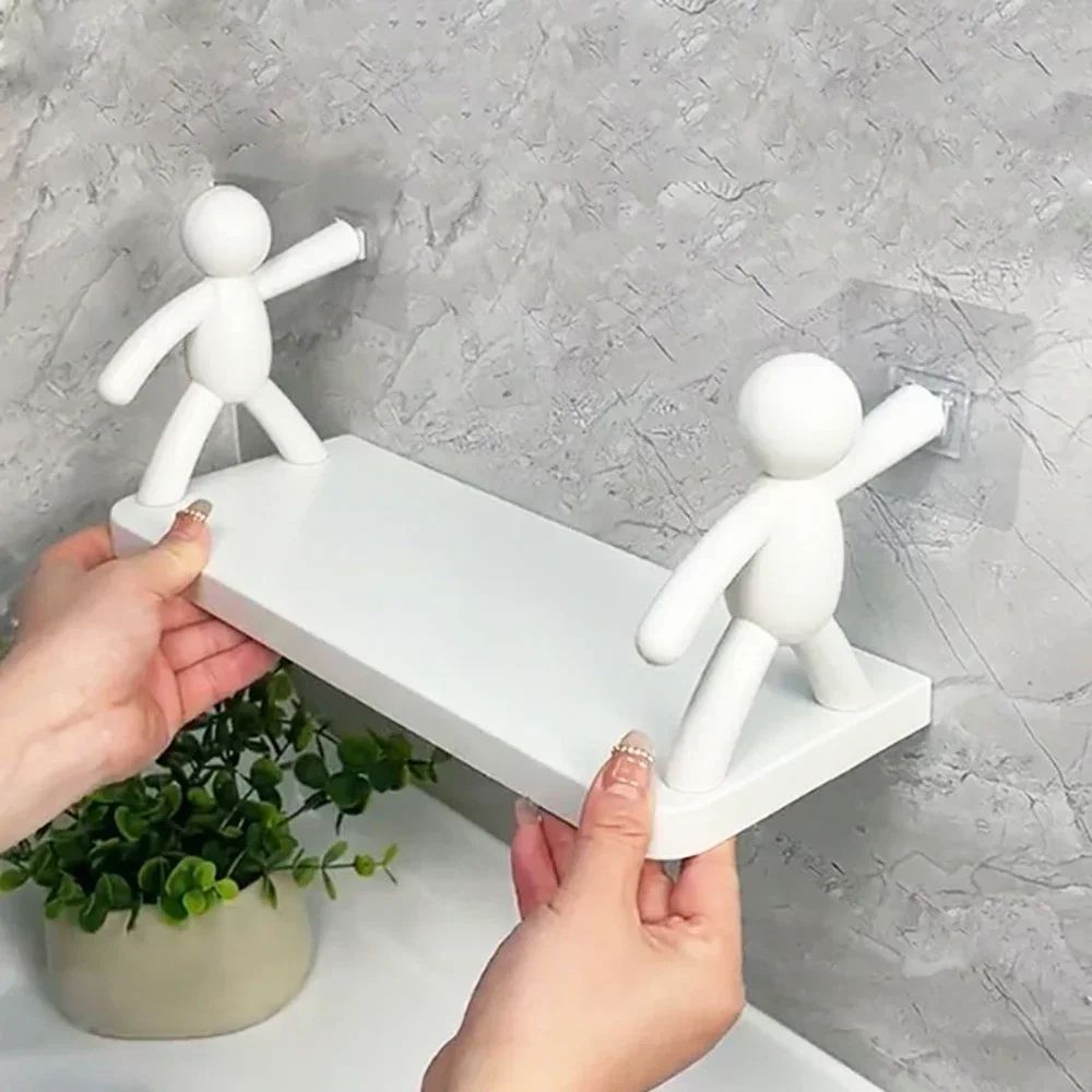 SelfAdhesive Bathroom Shampoo Storage Rack Wall Mounted Plastic Shelf Organizer NoDrill Support Hol 1