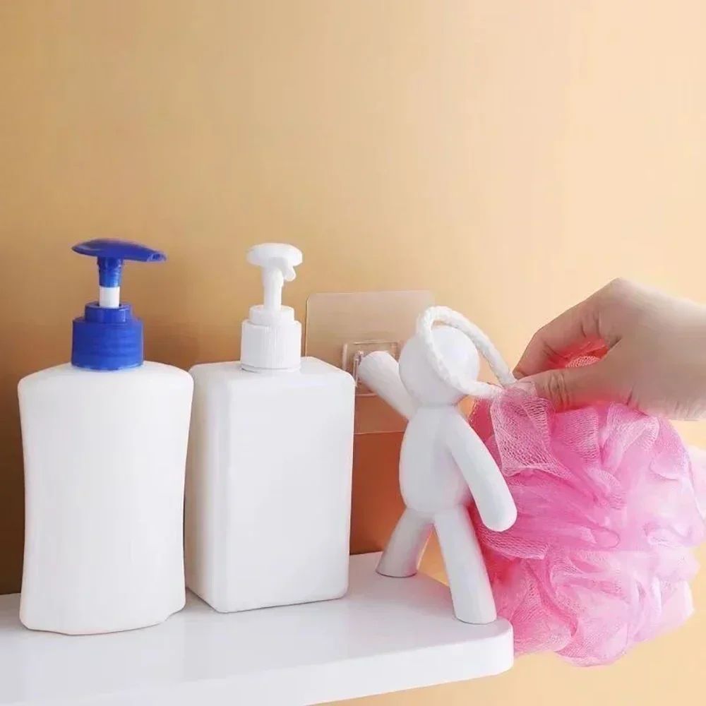 SelfAdhesive Bathroom Shampoo Storage Rack Wall Mounted Plastic Shelf Organizer NoDrill Support Hol 2