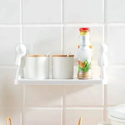 SelfAdhesive Bathroom Shampoo Storage Rack Wall Mounted Plastic Shelf Organizer NoDrill Support Hol 3