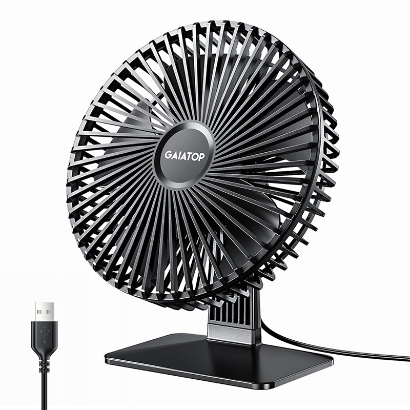 Gaiatop Portable USB Desk Fan, 90° Adjustable, Ultra-Quiet 4-Speed Cooling Fan for Home, Office & Travel