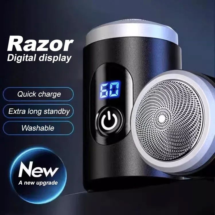Men's Electric Shaver, Compact Waterproof Razor with USB-C Fast Charging & LED Display