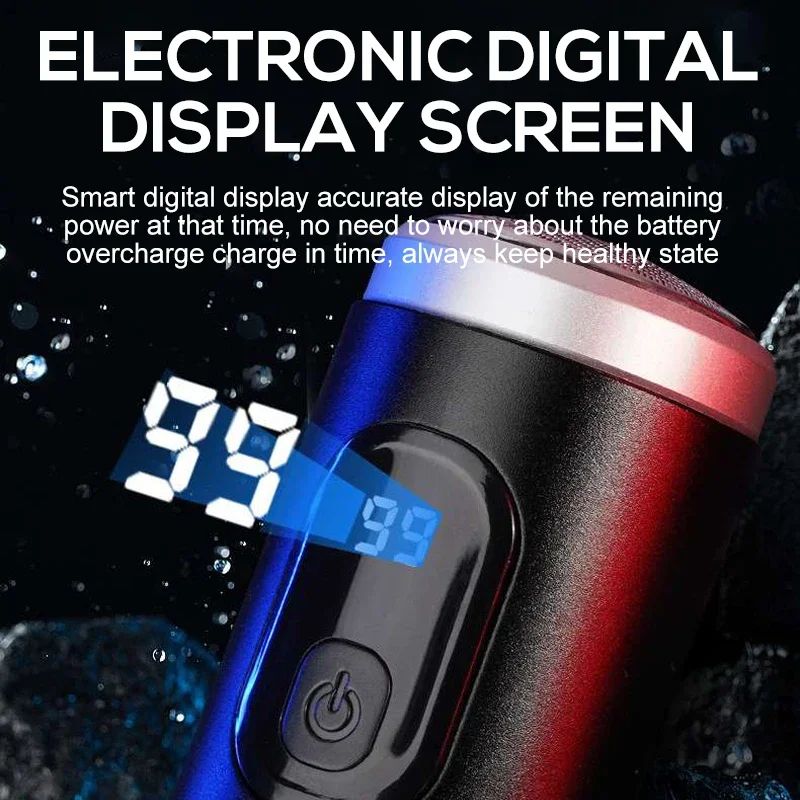 Mens Electric Shaver Compact Waterproof Razor With USBC Fast Charging  LED Display 3