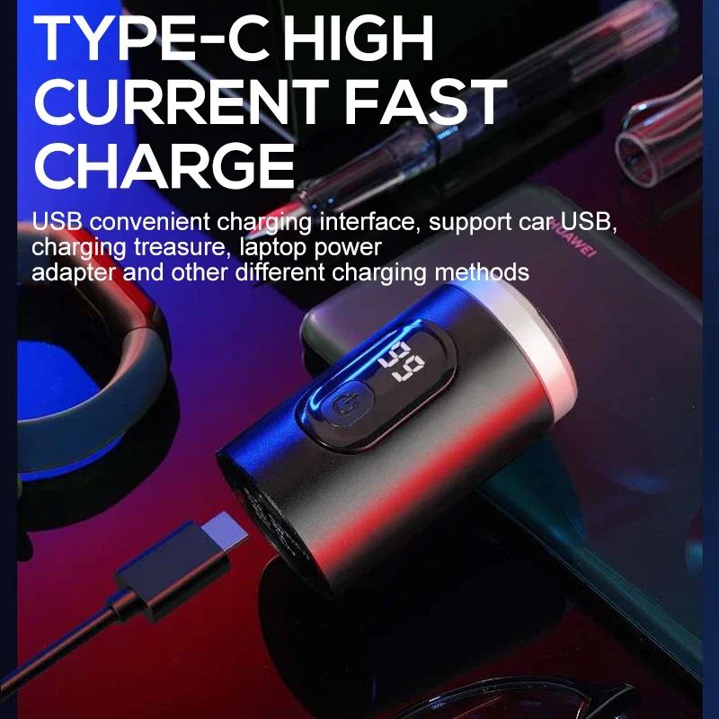 Mens Electric Shaver Compact Waterproof Razor With USBC Fast Charging  LED Display 4