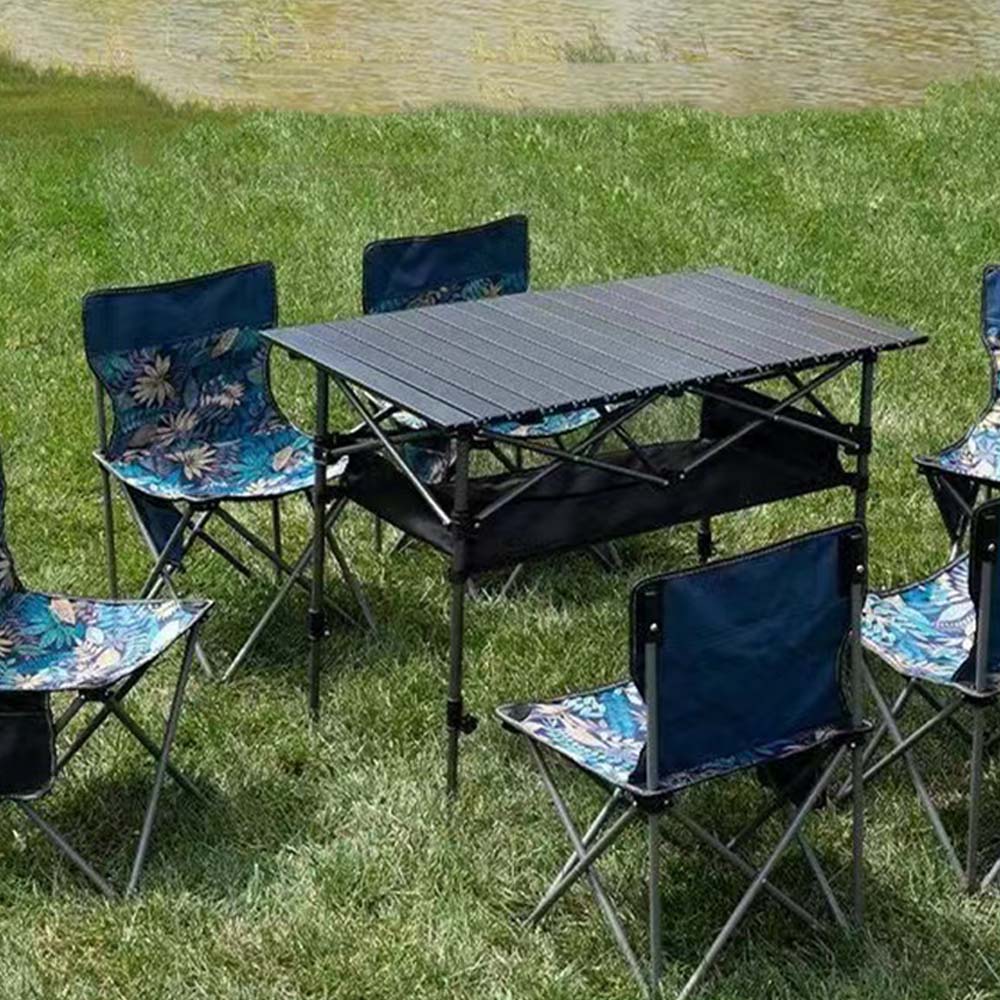 Premium Outdoor Folding Long Table, Portable Storage Black Camping Desk for BBQ, Picnic & Beach