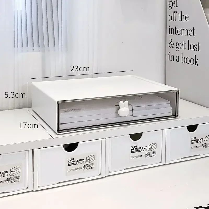 MultiCompartment Pencil Cabinet Desktop Student Drawer Organizer With Rabbit Handles 4