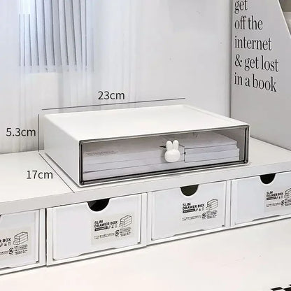 MultiCompartment Pencil Cabinet Desktop Student Drawer Organizer With Rabbit Handles 4
