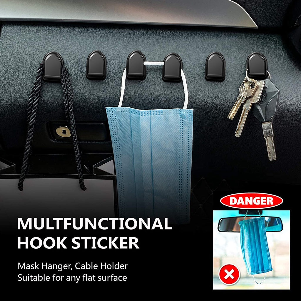 Mini Car Hooks – Self-Adhesive Storage Holder for USB Cable, Headphone & Keys – Wall Hanging Auto Accessories
