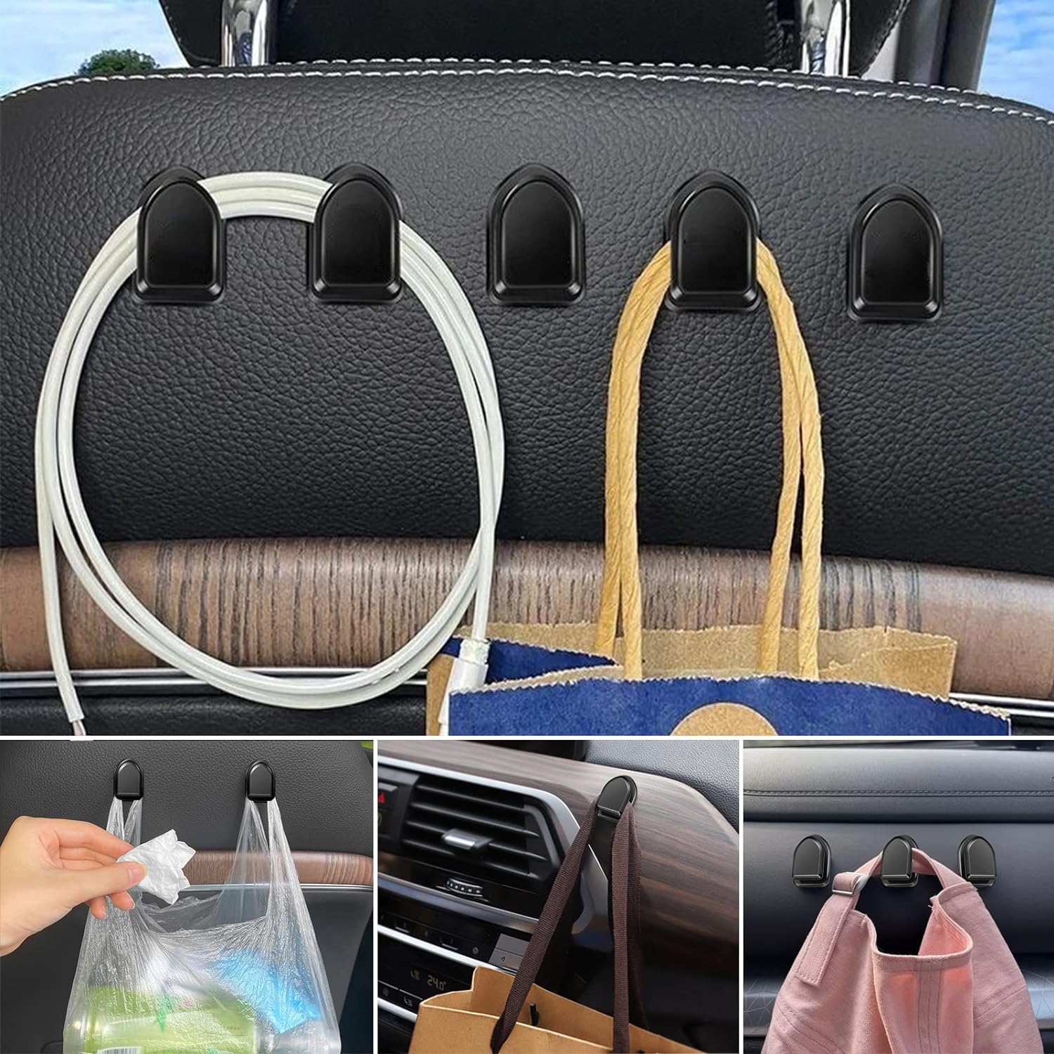 Mini Car Hooks – Self-Adhesive Storage Holder for USB Cable, Headphone & Keys – Wall Hanging Auto Accessories