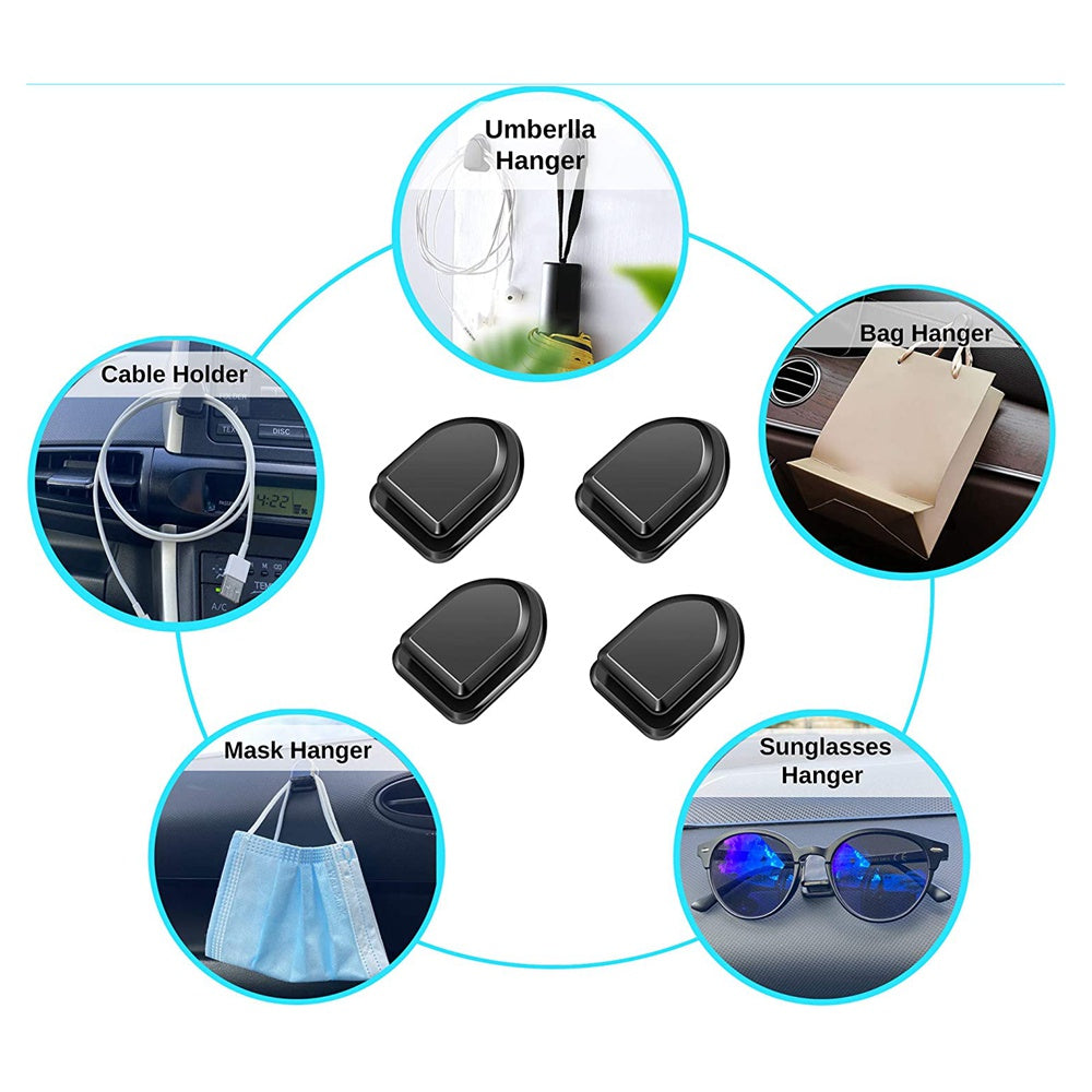 Mini Car Hooks – Self-Adhesive Storage Holder for USB Cable, Headphone & Keys – Wall Hanging Auto Accessories