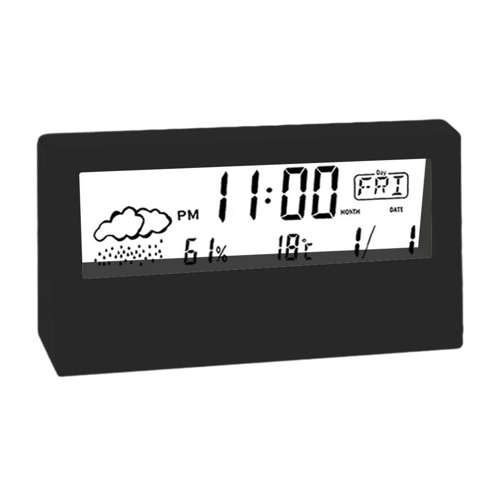 ThermoHygrometer Clock With Creative Weather DisplayElectronic Alarm Clock For Desktop Table Decor  2