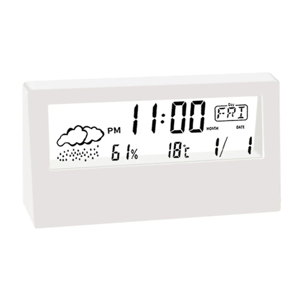 ThermoHygrometer Clock With Creative Weather DisplayElectronic Alarm Clock For Desktop Table Decor  3