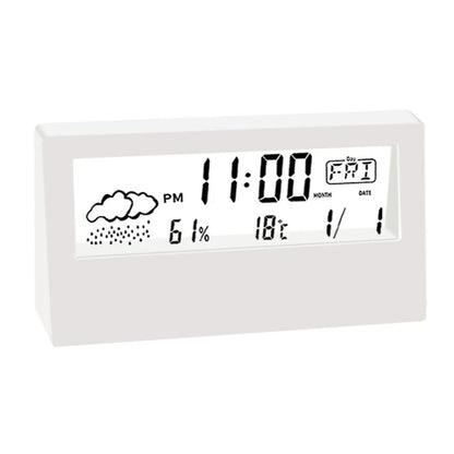 ThermoHygrometer Clock With Creative Weather DisplayElectronic Alarm Clock For Desktop Table Decor  3