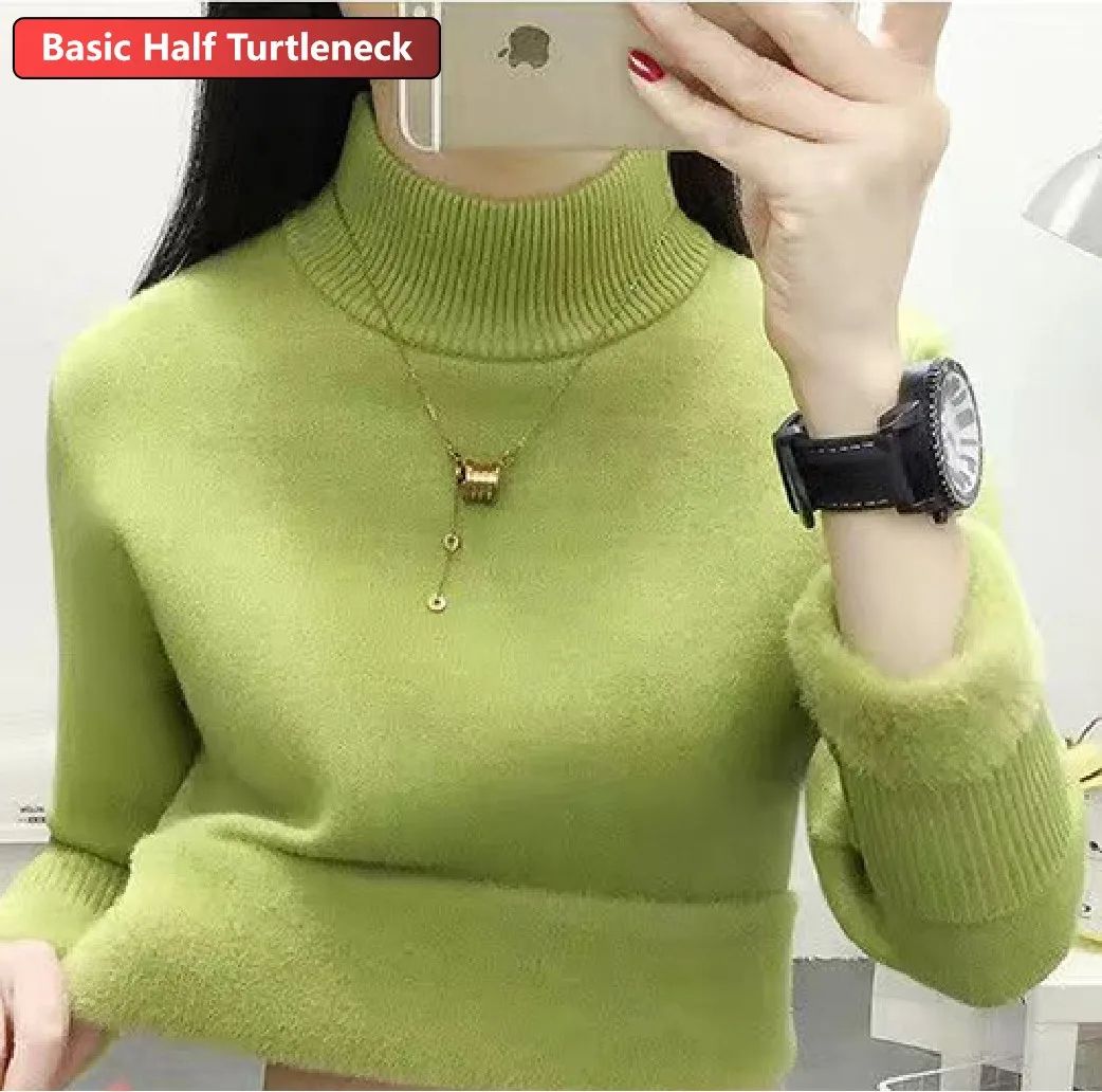 Turtleneck Winter Sweater For Women Elegant Thickened VelvetLined Knit Pullover Slim Fit Knitted Ju 18