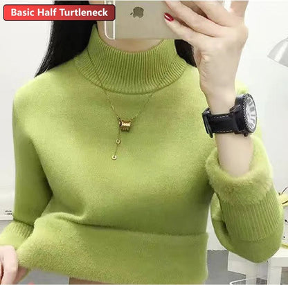 Turtleneck Winter Sweater For Women Elegant Thickened VelvetLined Knit Pullover Slim Fit Knitted Ju 18