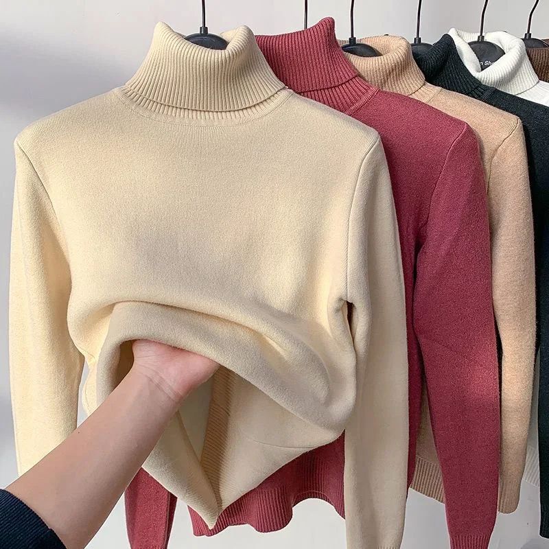 Turtleneck Winter Sweater For Women Elegant Thickened VelvetLined Knit Pullover Slim Fit Knitted Ju 7