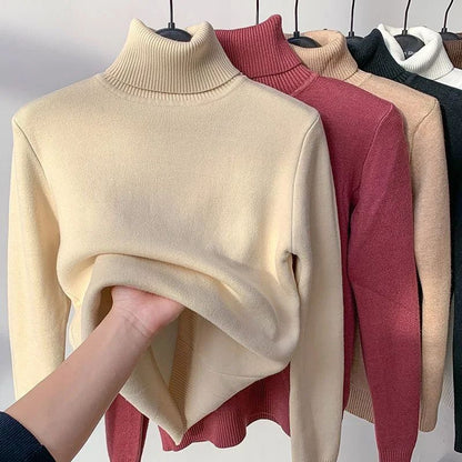 Turtleneck Winter Sweater For Women Elegant Thickened VelvetLined Knit Pullover Slim Fit Knitted Ju 7