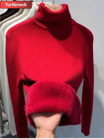 Turtleneck Winter Sweater For Women Elegant Thickened VelvetLined Knit Pullover Slim Fit Knitted Ju 6