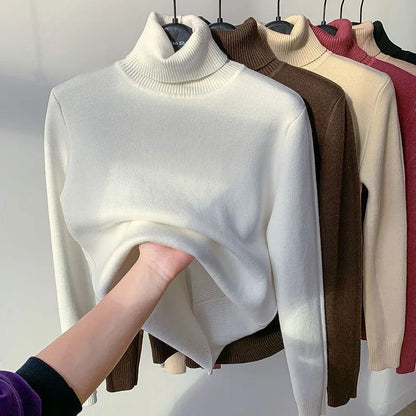 Turtleneck Winter Sweater For Women Elegant Thickened VelvetLined Knit Pullover Slim Fit Knitted Ju 8