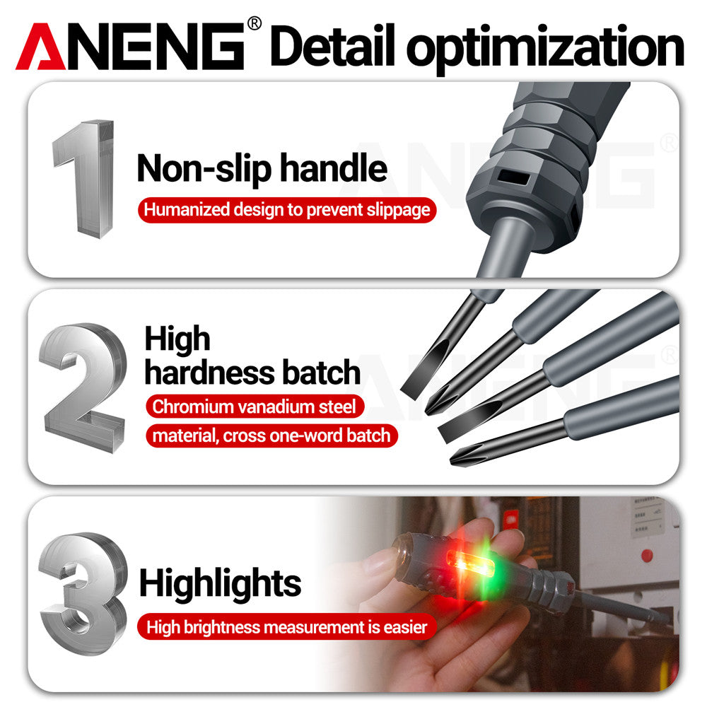 Insulated Electrician Highlight Pocket Tester Pen Neon Bulb Screwdriver With Voltage Indicator  Mag 4